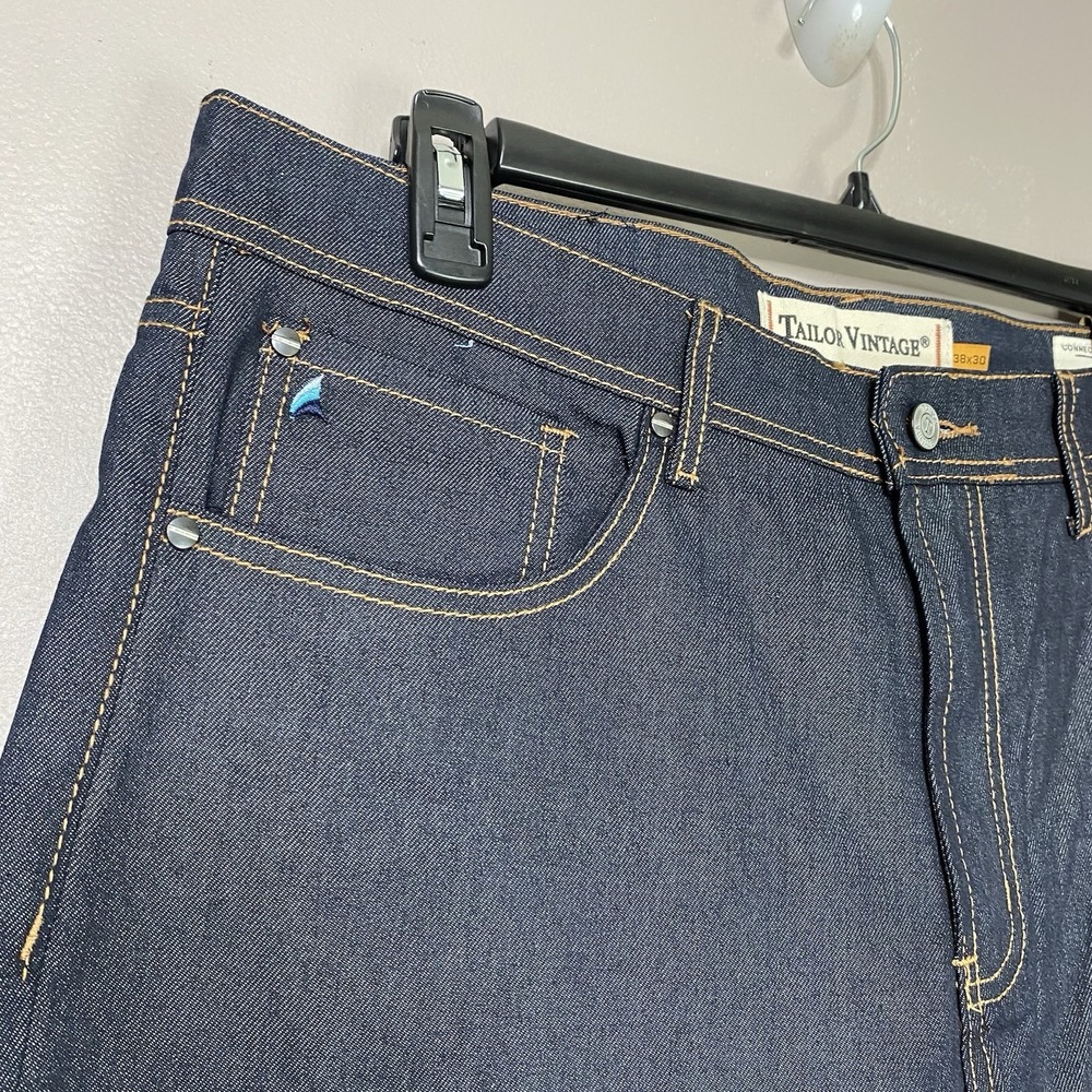 Tailor Vintage Jeans Mens 38x30 Canaan Slim Fit Stretch Indigo‎ Rinse Wash - Picture 4 of 14